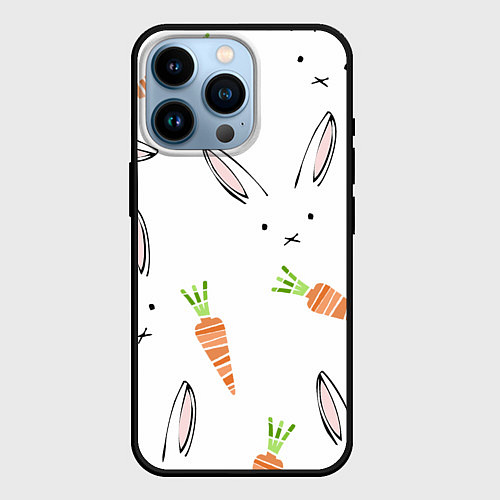 Чехол iPhone 14 Pro Морковный зая / 3D-Черный – фото 1