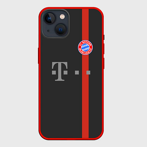 Чехол iPhone 14 Bayern FC: Black 2018 / 3D-Красный – фото 1