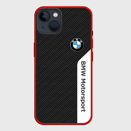 Чехол iPhone 14 BMW CARBON БМВ КАРБОН / 3D-Красный – фото 1