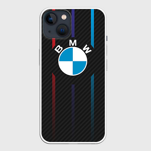 Чехол iPhone 14 BMW: Three Lines / 3D-Белый – фото 1