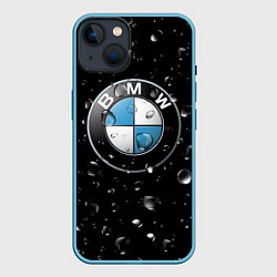 Чехол для iPhone 14 BMW под Дождём, цвет: 3D-голубой