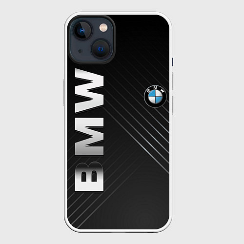 Чехол iPhone 14 BMW: Steel Line / 3D-Белый – фото 1