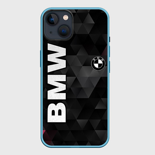 Чехол iPhone 14 BMW: Polygon / 3D-Голубой – фото 1