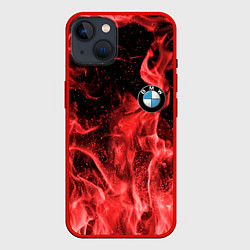 Чехол для iPhone 14 BMW, цвет: 3D-красный