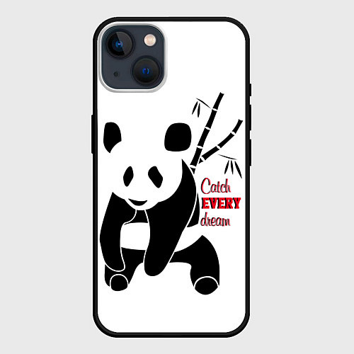 Чехол iPhone 14 Панда и сон / 3D-Черный – фото 1