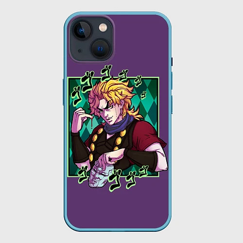 Чехол iPhone 14 Dio Brando JoJo / 3D-Голубой – фото 1