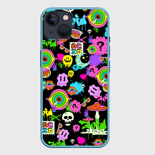 Чехол iPhone 14 ACID / 3D-Голубой – фото 1