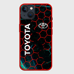Чехол для iPhone 14 Toyota соты, цвет: 3D-красный