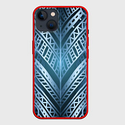 Чехол для iPhone 14 Неоновый абстрактный узор Синий и голубой неон на, цвет: 3D-красный