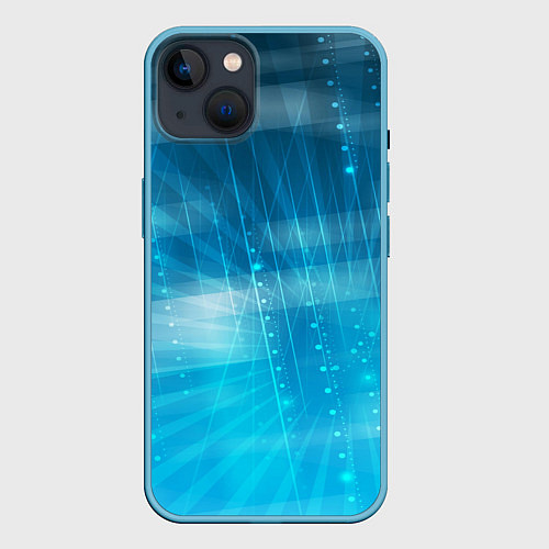 Чехол iPhone 14 Линии на голубом фоне / 3D-Голубой – фото 1