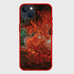 Чехол для iPhone 14 Размытые краски цветная абстракция, цвет: 3D-красный
