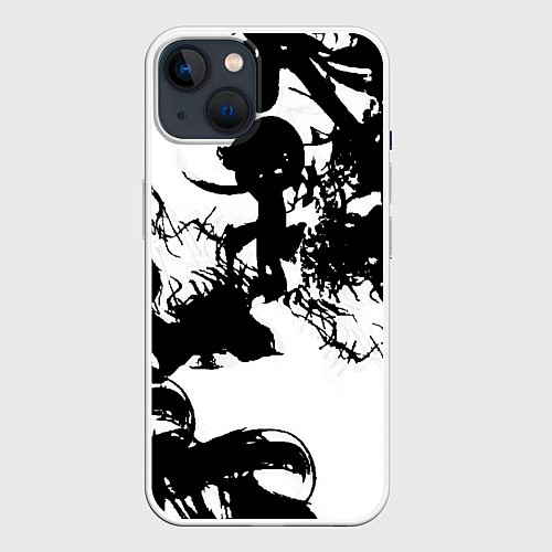 Чехол iPhone 14 Чернильные брызги / 3D-Белый – фото 1