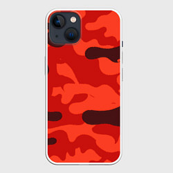 Чехол для iPhone 14 Рыжий камуфляж Огонь Пятна, цвет: 3D-белый