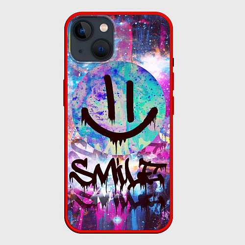 Чехол iPhone 14 Galaxy Smile / 3D-Красный – фото 1