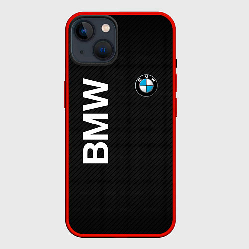 Чехол iPhone 14 Bmw КОРБОНОВЫЕ ПОЛОСЫ / 3D-Красный – фото 1