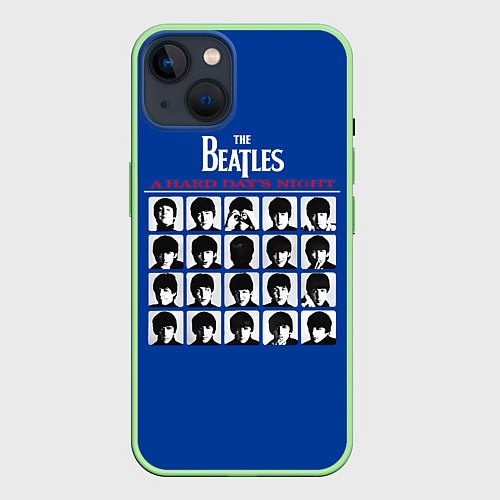 Чехол iPhone 14 The Beatles - A Hard Days Night / 3D-Салатовый – фото 1