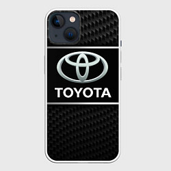 Чехол для iPhone 14 Toyota Карбон, цвет: 3D-белый