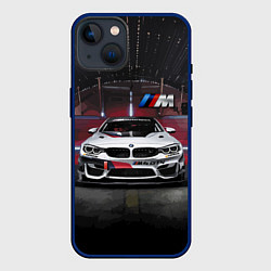 Чехол для iPhone 14 BMW M4 GT4 - Motorsport, цвет: 3D-тёмно-синий