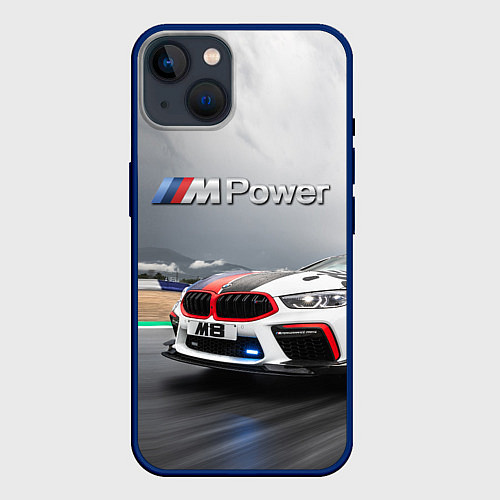 Чехол iPhone 14 BMW M8 Safety car / 3D-Тёмно-синий – фото 1