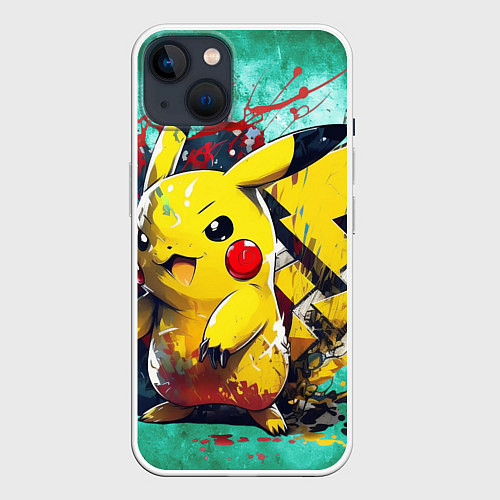 Чехол iPhone 14 Сердитый пикачу / 3D-Белый – фото 1