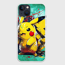 Чехол для iPhone 14 Сердитый пикачу, цвет: 3D-белый