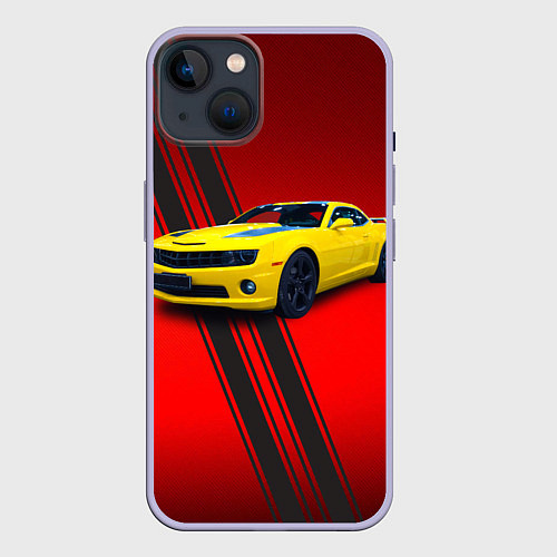 Чехол iPhone 14 Спортивный американский автомобиль Chevrolet Camar / 3D-Светло-сиреневый – фото 1