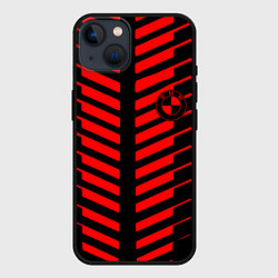 Чехол для iPhone 14 BMW geometry sport red strupes, цвет: 3D-черный