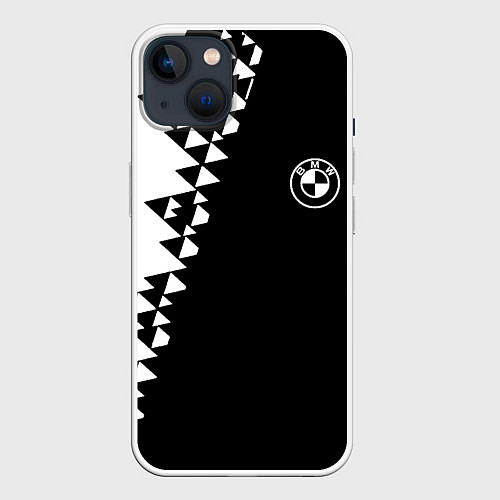 Чехол iPhone 14 BMW sport geometry steel / 3D-Белый – фото 1