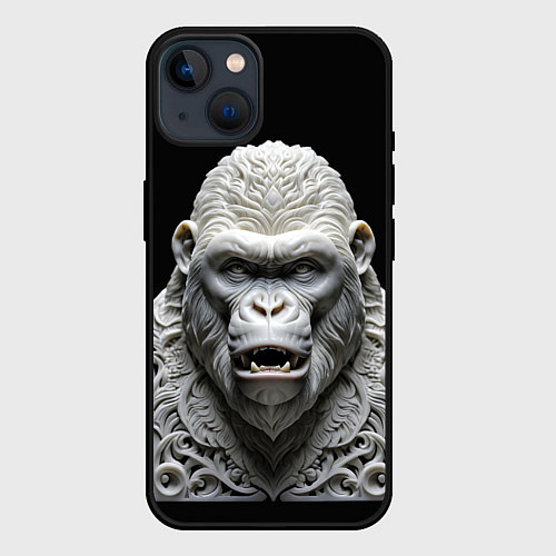 Чехол iPhone 14 Кинг-Конг барельеф / 3D-Черный – фото 1