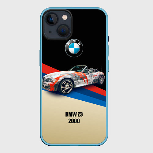 Чехол iPhone 14 Немецкий родстер BMW Z3 / 3D-Голубой – фото 1