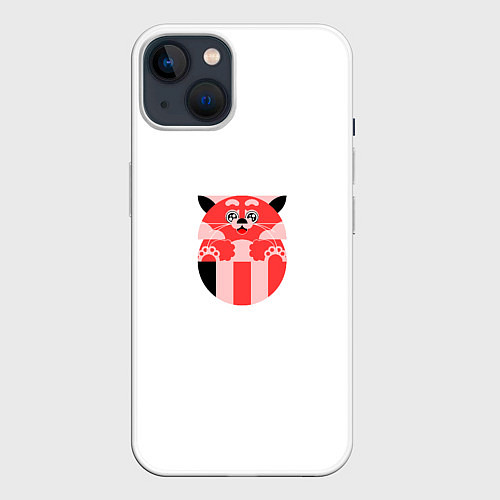 Чехол iPhone 14 Милая красная панда на белом фоне / 3D-Белый – фото 1