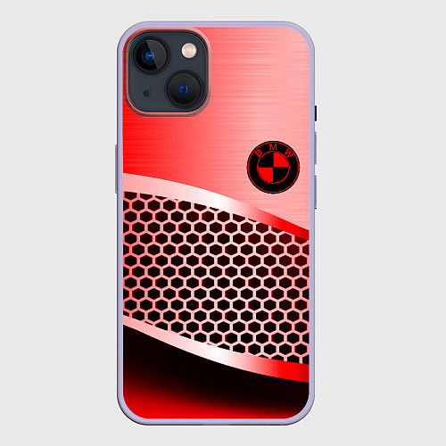 Чехол iPhone 14 BMW carbon texture / 3D-Светло-сиреневый – фото 1