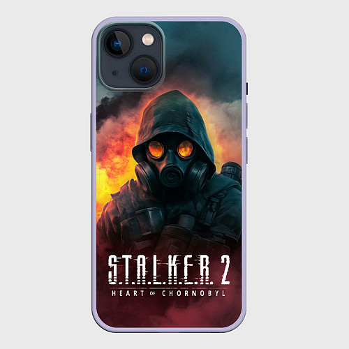 Чехол iPhone 14 Stalker 2 горящий завод / 3D-Светло-сиреневый – фото 1