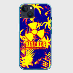Чехол для iPhone 14 Тропический сталкер, цвет: 3D-голубой