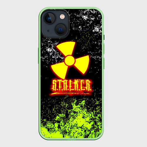 Чехол iPhone 14 Stalker брызги красок / 3D-Салатовый – фото 1
