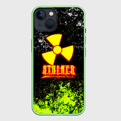 Чехол для iPhone 14 Stalker брызги красок, цвет: 3D-салатовый