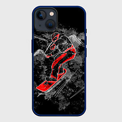 Чехол для iPhone 14 Сноубордист, цвет: 3D-тёмно-синий