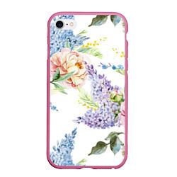 Чехол iPhone 6/6S Plus матовый Сирень и Пионы, цвет: 3D-малиновый