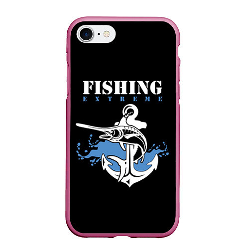 Чехол iPhone 7/8 матовый Fishing Extreme / 3D-Малиновый – фото 1