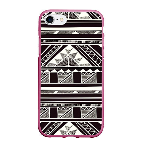 Чехол iPhone 7/8 матовый Etno pattern / 3D-Малиновый – фото 1