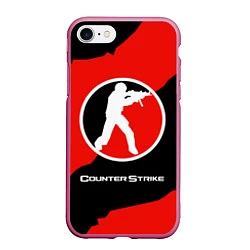 Чехол iPhone 7/8 матовый CS:GO Red Style, цвет: 3D-малиновый