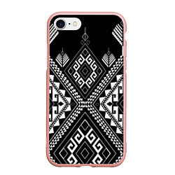 Чехол iPhone 7/8 матовый Индейские мотивы, цвет: 3D-светло-розовый