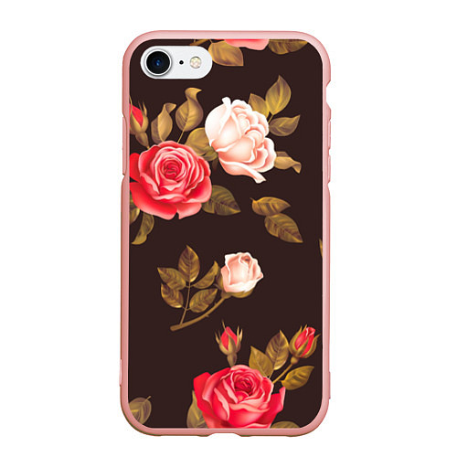 Чехол iPhone 7/8 матовый Мотив из роз / 3D-Светло-розовый – фото 1
