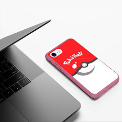 Чехол iPhone 7/8 матовый Покеболл, цвет: 3D-малиновый — фото 2