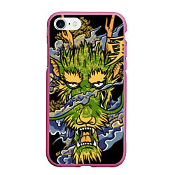 Чехол iPhone 7/8 матовый Зеленый дракон, цвет: 3D-малиновый