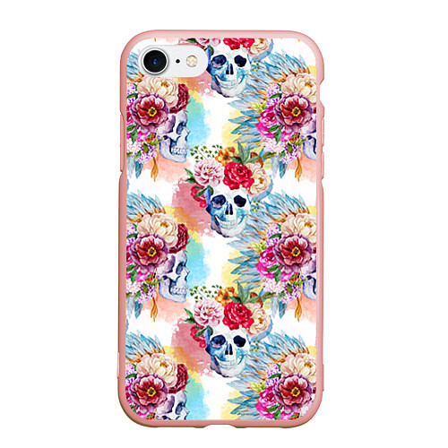 Чехол iPhone 7/8 матовый Цветы и бабочки 5 / 3D-Светло-розовый – фото 1