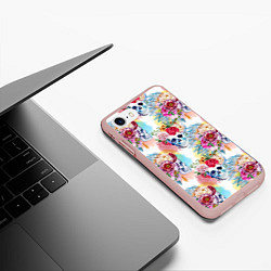 Чехол iPhone 7/8 матовый Цветы и бабочки 5, цвет: 3D-светло-розовый — фото 2