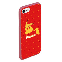 Чехол iPhone 7/8 матовый Pikachu, цвет: 3D-малиновый — фото 2