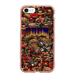 Чехол iPhone 7/8 матовый DOOM: Pixel Monsters, цвет: 3D-светло-розовый