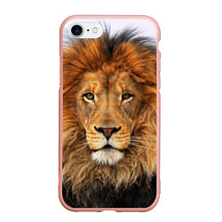 Чехол iPhone 7/8 матовый Красавец лев, цвет: 3D-светло-розовый